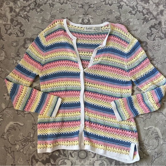 Vintage pastel indie retro cottagecore prairie Garden Open knit cardigan - Picture 5 of 8